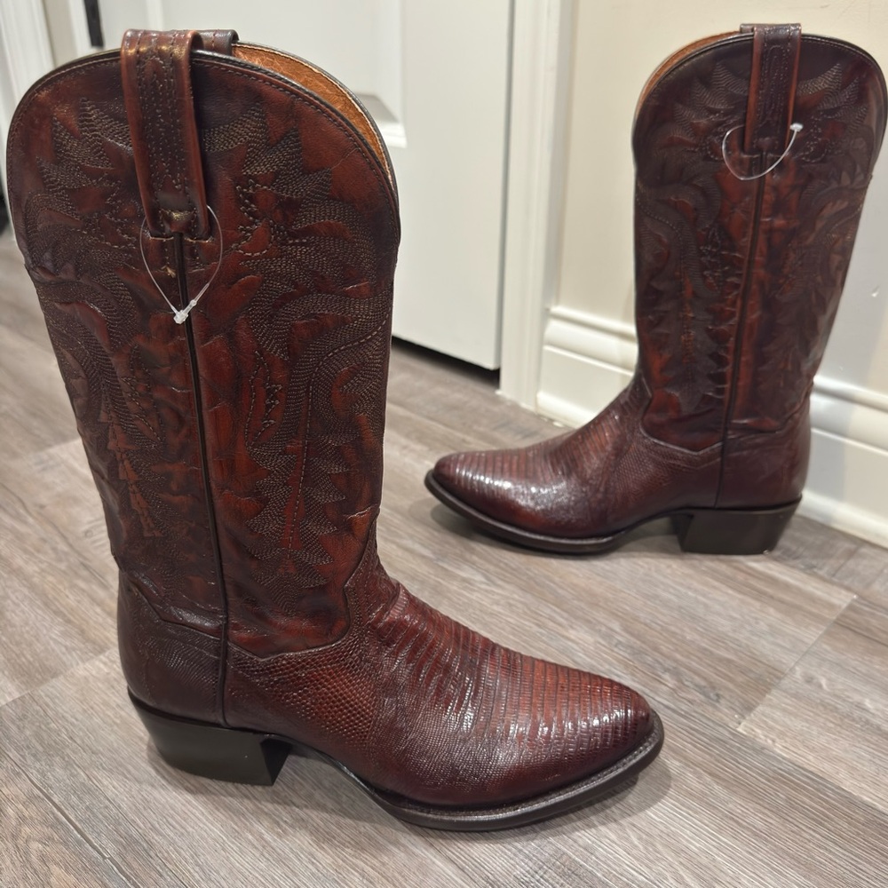 Dan Post Winston Genuine Lizard Exotic Tan Western Cowboy Boots